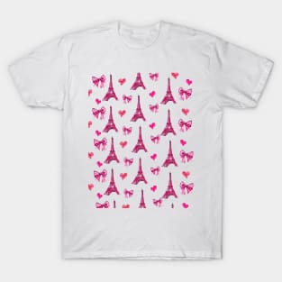 Girly Eiffel Tower Pattern in Watercolours T-Shirt